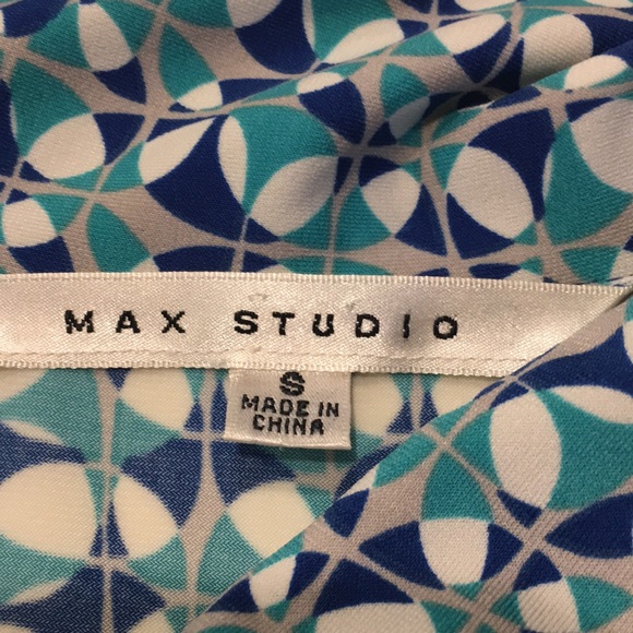 ✅ SOLD Max Studio Turquoise & Navy Sleeveless Shirt Dress - Picture 6 of 8